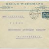 1932 commercial cover, "Fisher FAG" poster stamp on back, Tallinn-Blomstermala, Sweden
