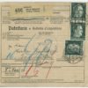 1944 Ostland parcel card w. 3x 50pf stamp, Tallinn Vaksal-Bad Nauheim