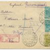1919 70p flower design MI, censored R-letter Tallinn-Sadam-Bolton, UK
