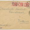 1920 commercial cover,  strip of 4 "1 Mk" overprint, Paide - Tallinn