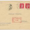 1943 mixed franking, R-letter "Eesti aianduse-mesinduse keskselts", Tallinn - Kuressaare.