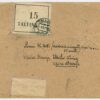 1935 label of 1 kg business parcel, 21.84 kr luna/remboursement, Tallinn - Väike-Maarja Elektri Ühing