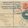 1924 incoming registered stationery, East London, South Africa - Petseri