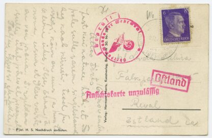 1941 incoming censored postcard "Ansichtskarte unzulässig", Königsberg - Reval/Tallinn