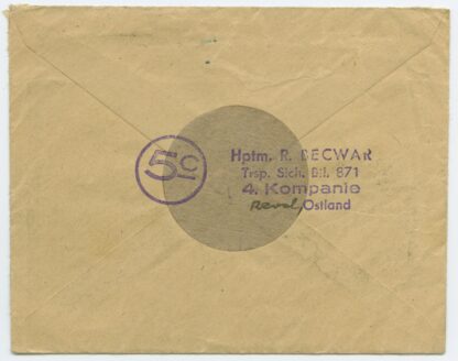 1944 returned German field post letter from Transport-Sicherungs-Bataillon 871, Reval/Tallinn - Image 2