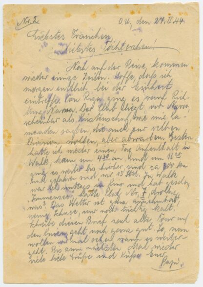 1944 field post from German soldier in transit to Narva front, Walk/Valga - Voitelsbrunn/Sedlec, Chech - Image 3