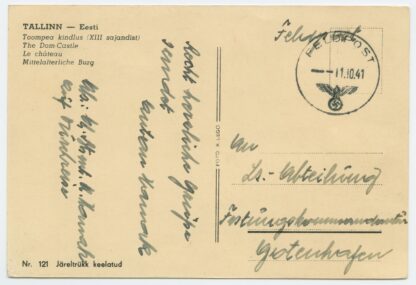 1941 early German field post, Reval/Tallinn - Gotenhafen/Gdynia