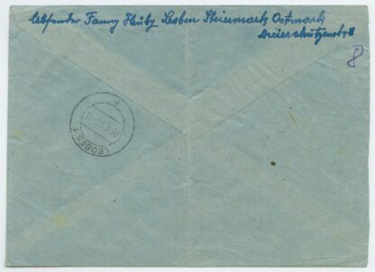 1944 end of German occupation, "no postal connection", R-letter, Leoben, Austria - Jewe/Jõhvi, "Deutches Lager" - Image 2