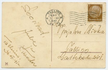 1941 early German occupation, Hindenburg 3 pf, Tallinn local.