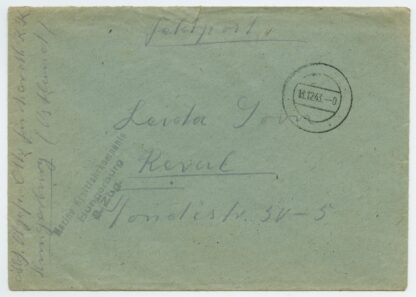 1943 German field post Marine Kraftfahrkompanie Hungerburg, Narva-Jõesuu - Tallinn