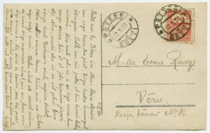 1920 early postcard w. single 35p Tallinn skyline stamp, Petseri/Petchory - Võru