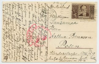 1941 ESSR censored postcard Tallinn-Posen