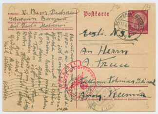 1941 ESSR, war begins, incoming censored stationery Schwerin, Germany - Tallinn, Kopli, Tehnikaülikool