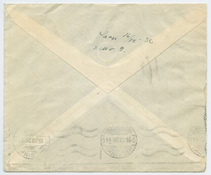 1936 letter mixed franking w. Caritas stamp, Kloostri - Orivesi, Finland - Image 2