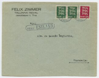 1929 commercial ship mail/paquebot from Tallinn-Stockholm line