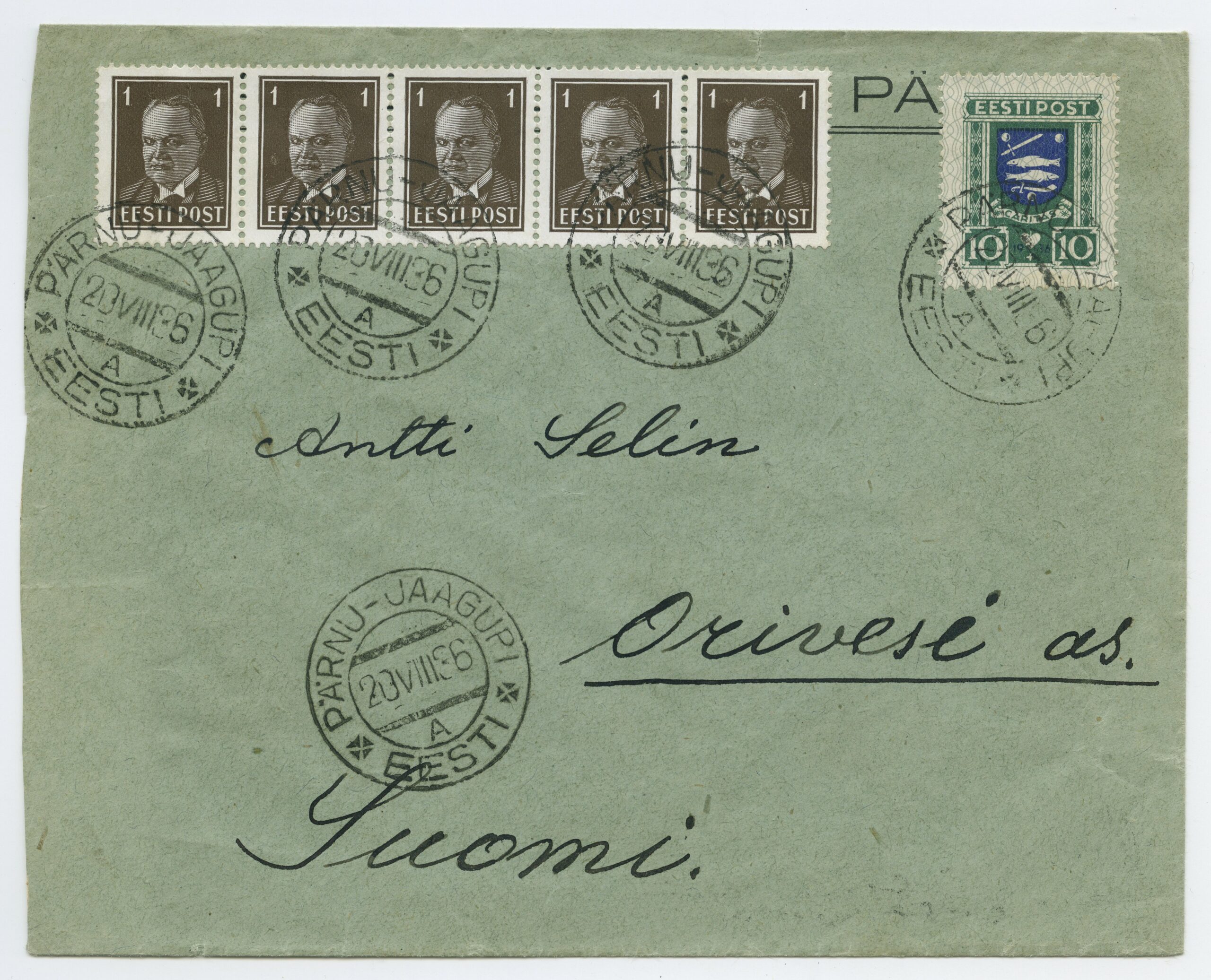 1936 Caritas 10s mixed, Pärnu-Jaagupi - Orivesi, Finland